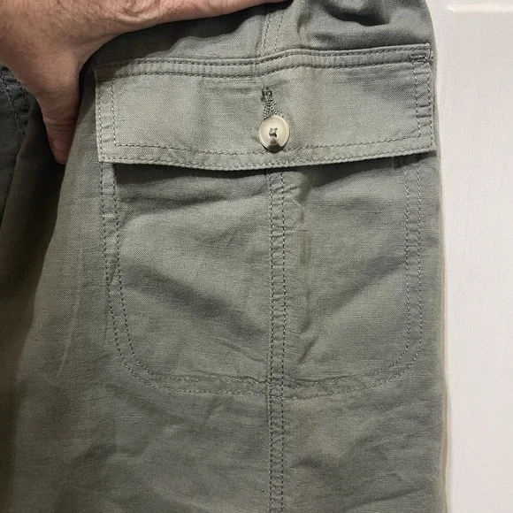 Liz Claiborne Womens 6 Khaki Utility Skirt Linen Cotton Blend Preppy - Picture 3 of 6